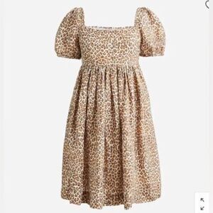 J Crew Linen Cupro Mini Leopard Dress NWT